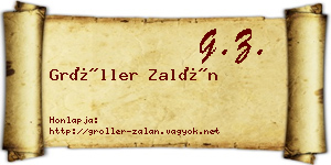 Gröller Zalán névjegykártya